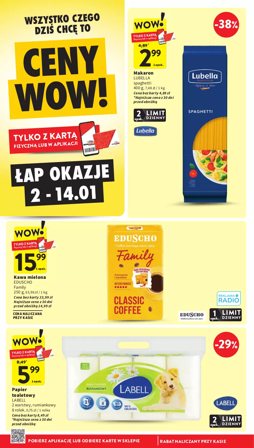 Gazetka promocyjna Intermarche - Gazetka Intermarche - ważna 08.01 do 14.01.2026 - strona 8 - produkty: Bell, Bella, Fa, Kawa, Kawa mielona, Lubella, Makaron, Papier, Papier toaletowy, Rum, Spaghetti