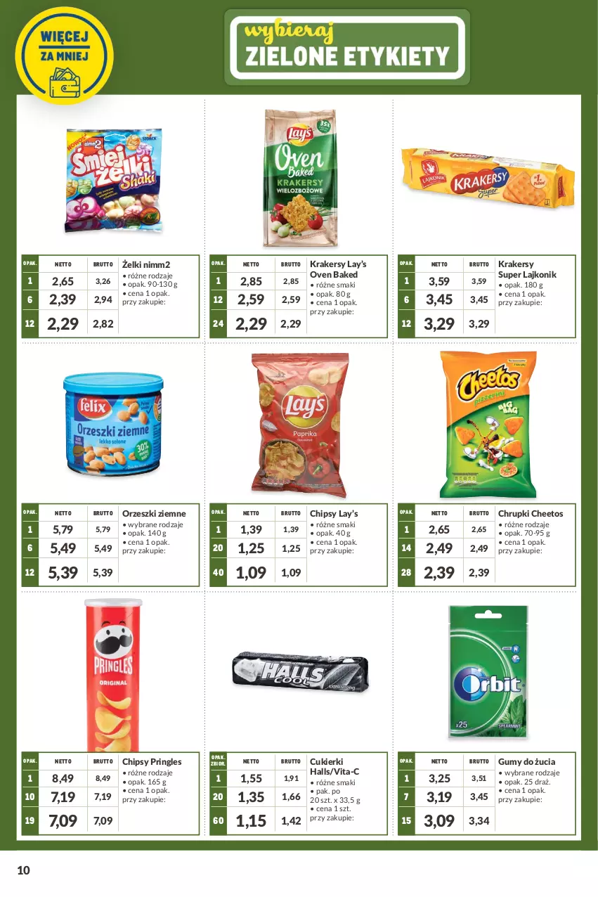 Gazetka promocyjna Makro - [Oferta promocyjna] Kupuj więcej płać mniej - ważna 05.04 do 16.05.2022 - strona 10 - produkty: Cheetos, Chipsy, Chrupki, Cukier, Cukierki, Halls, Krakersy, Lajkonik, Lay’s, Nimm2, Orzeszki, Orzeszki ziemne, Pringles