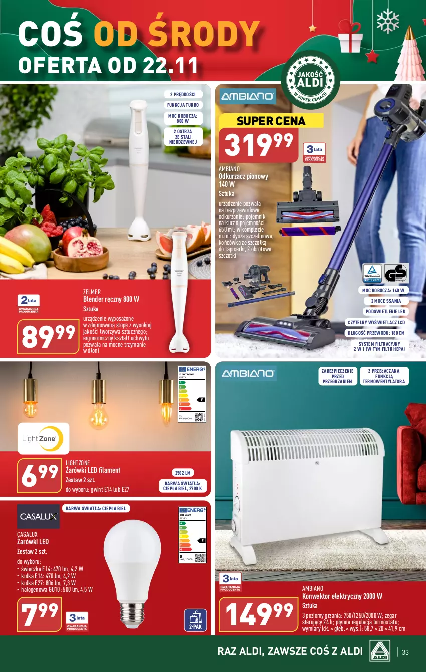 Gazetka promocyjna Aldi - Pełna oferta - ważna 20.11 do 25.11.2023 - strona 33 - produkty: Blender, Blender ręczny, Halo, Konwektor elektryczny, Odkurzacz, Piec, Pojemnik, Sok, Termos, Termowentylator, Top, Zegar, Zelmer