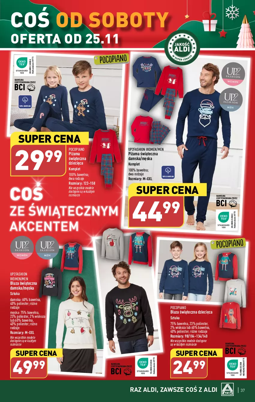 Gazetka promocyjna Aldi - Pełna oferta - ważna 20.11 do 25.11.2023 - strona 37 - produkty: Bluza, Dzieci, Fa, Piżama, Pocopiano, Wełna