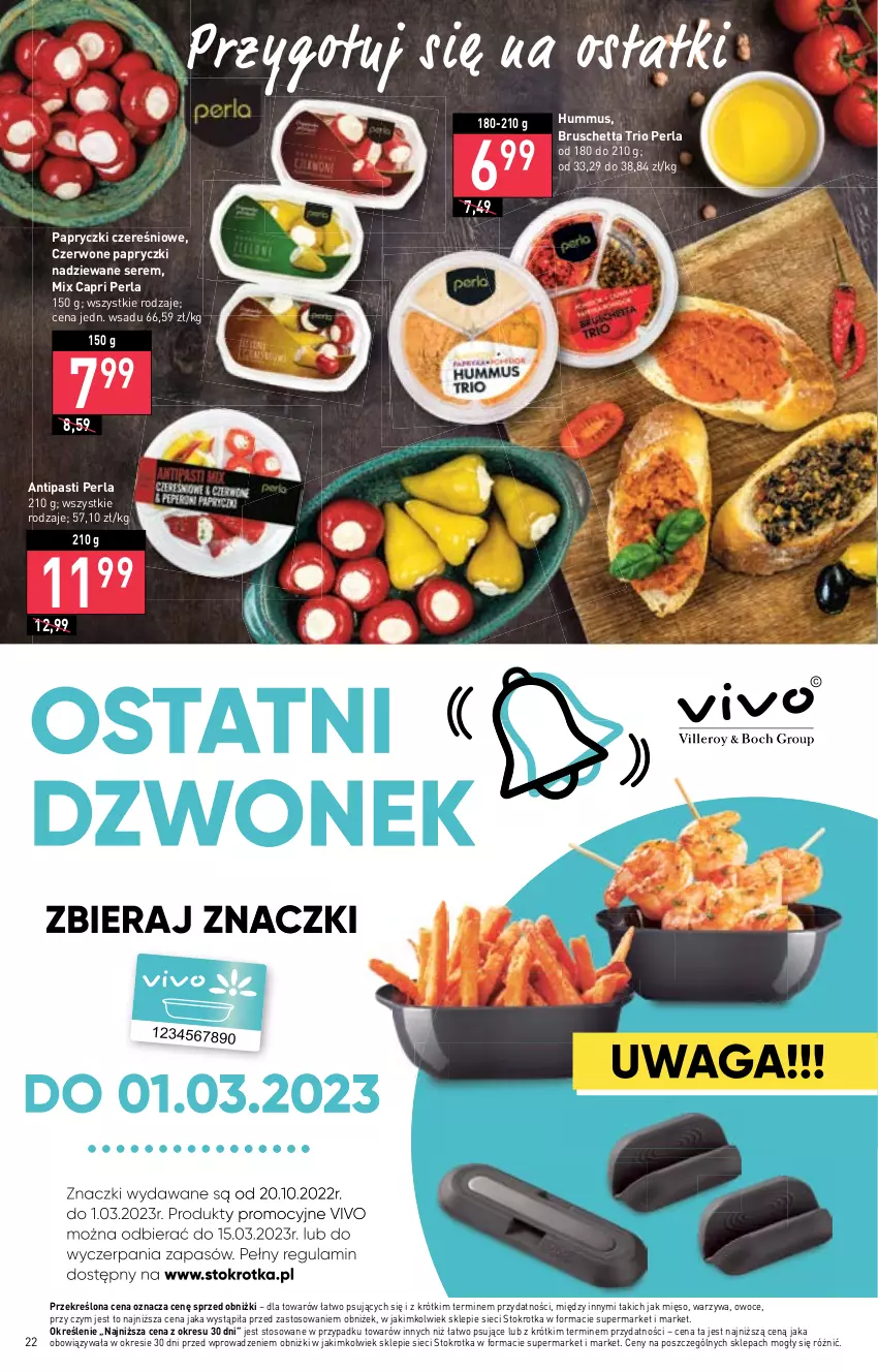 Gazetka promocyjna Stokrotka - Supermarket - ważna 16.02 do 22.02.2023 - strona 22 - produkty: Hummus, Mięso, Mus, Owoce, Papryczki nadziewane, Ser, Warzywa