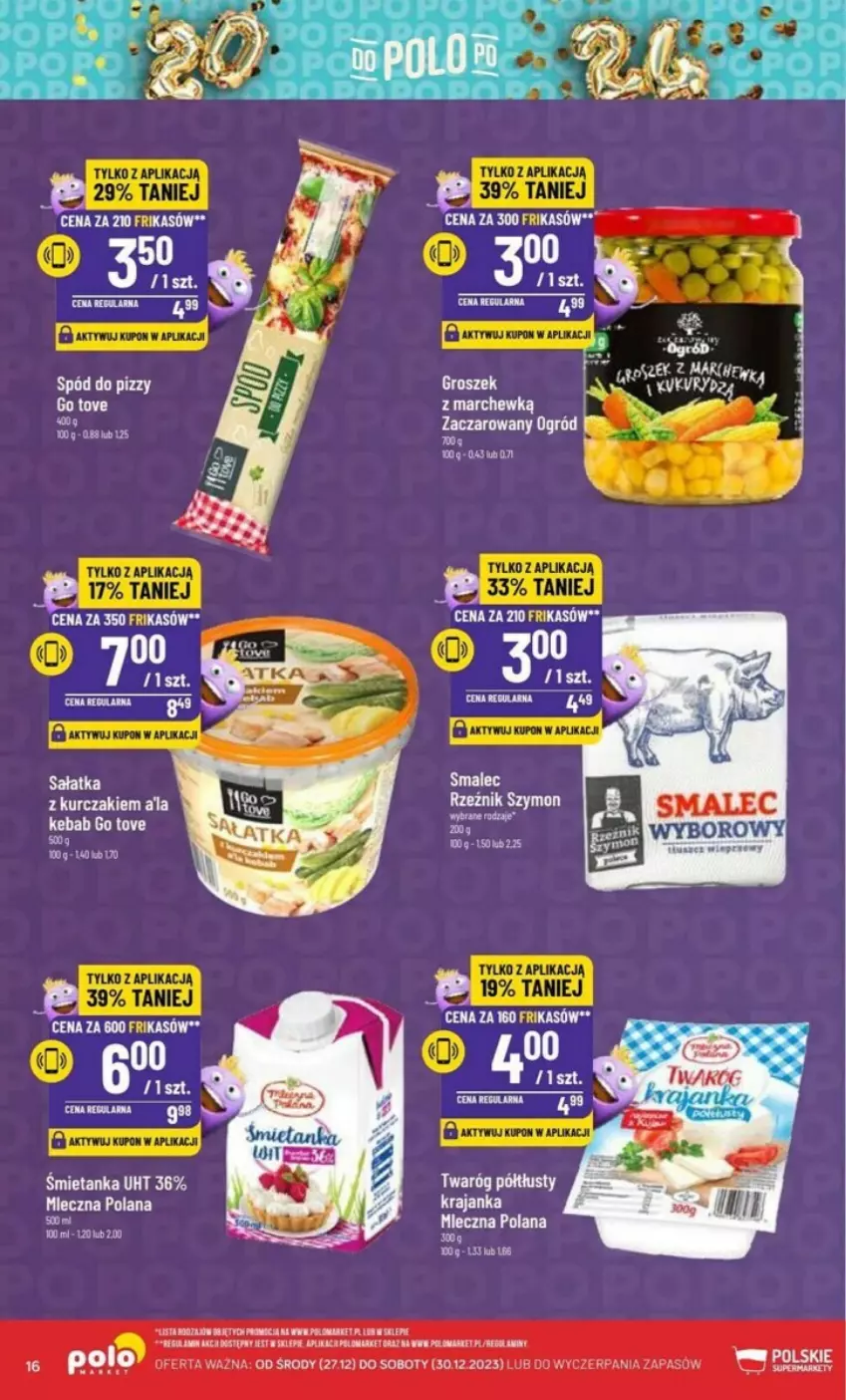 Gazetka promocyjna PoloMarket - ważna 27.12 do 30.12.2023 - strona 8 - produkty: Groszek, Kebab, Kurczak, LANA, Ogród, Sałat, Sałatka, Smalec, Spód do pizzy, Twaróg, Twaróg półtłusty