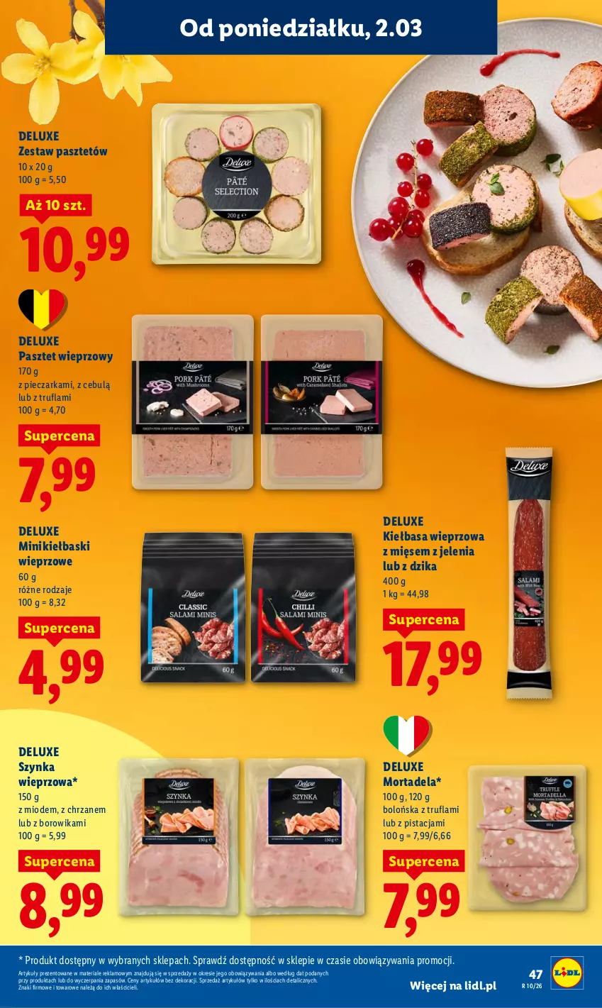 Gazetka promocyjna Lidl - Oferta ważna od 2.03 do 4.03 - ważna 02.03 do 04.03.2026 - strona 47 - produkty: Chrzan, Kiełbasa, Pasztet, Piec, Pieczarka, Szynka, Szynka wieprzowa