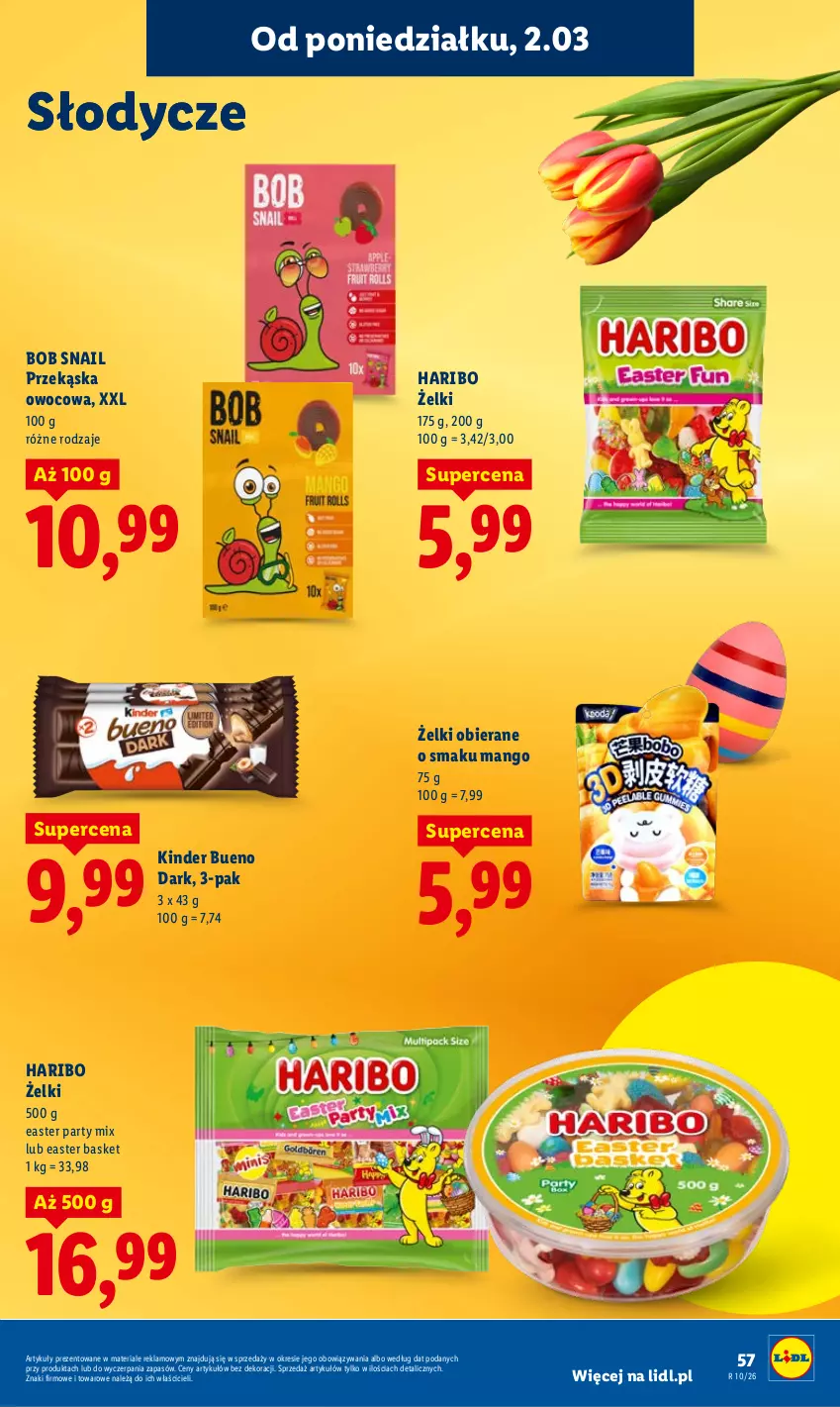 Gazetka promocyjna Lidl - Oferta ważna od 2.03 do 4.03 - ważna 02.03 do 04.03.2026 - strona 57 - produkty: Haribo, Kinder, Kinder Bueno, Mango