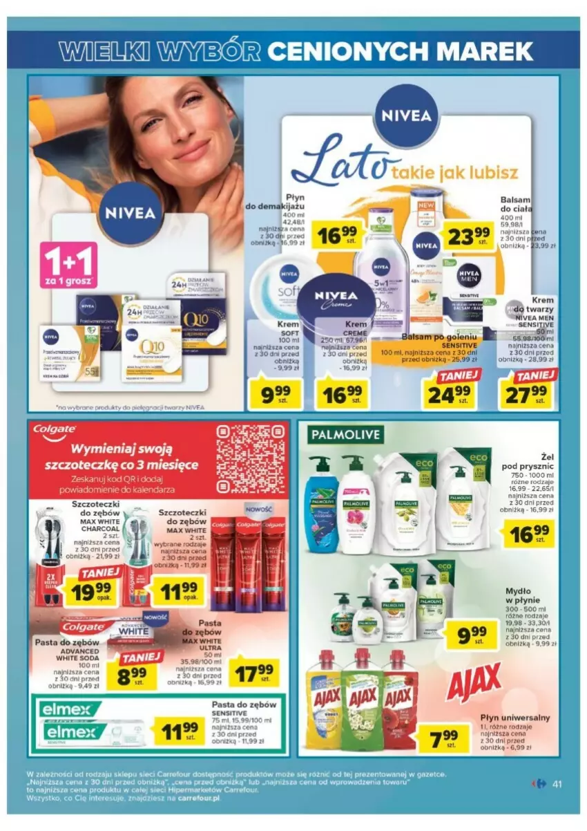 Gazetka promocyjna Carrefour - ważna 01.08 do 12.08.2023 - strona 36 - produkty: Makijaż, Mydło, Mydło w płynie, Nivea, Nivea Men, Pasta do zębów