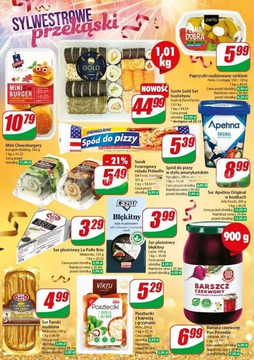 Gazetka promocyjna Dino - ważna 27.12.2023 do 02.01.2024 - strona 2 - produkty: Brie, Burger, Fa, Gin, Kapustą, Lazur, Mleko, Mlekovita, Papryczki nadziewane, Rolada, Ser, Ser pleśniowy, Spód do pizzy, Sushi, Virtu