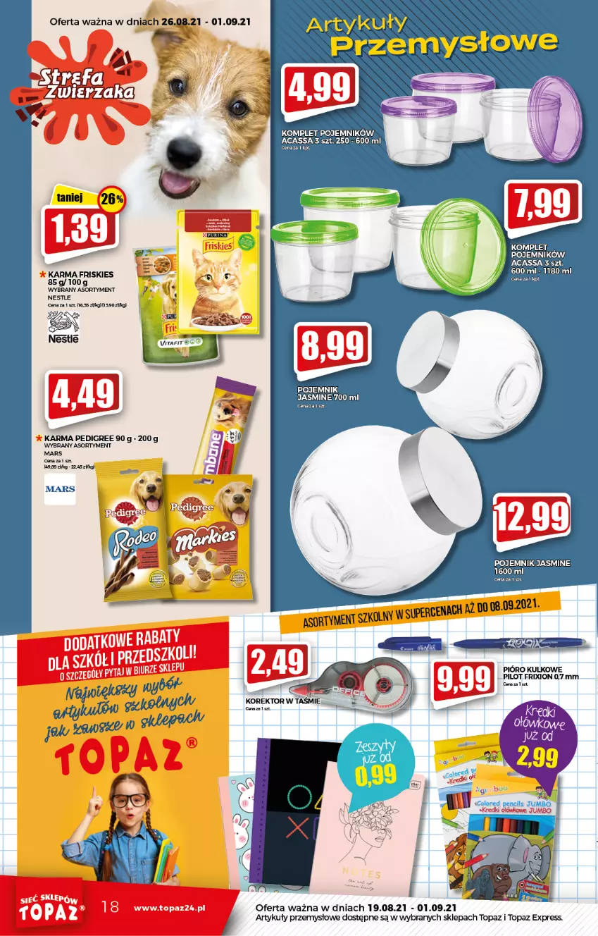 Gazetka promocyjna Topaz - Gazetka - ważna 26.08 do 01.09.2021 - strona 18 - produkty: Fa, Friskies, Pedigree, Top