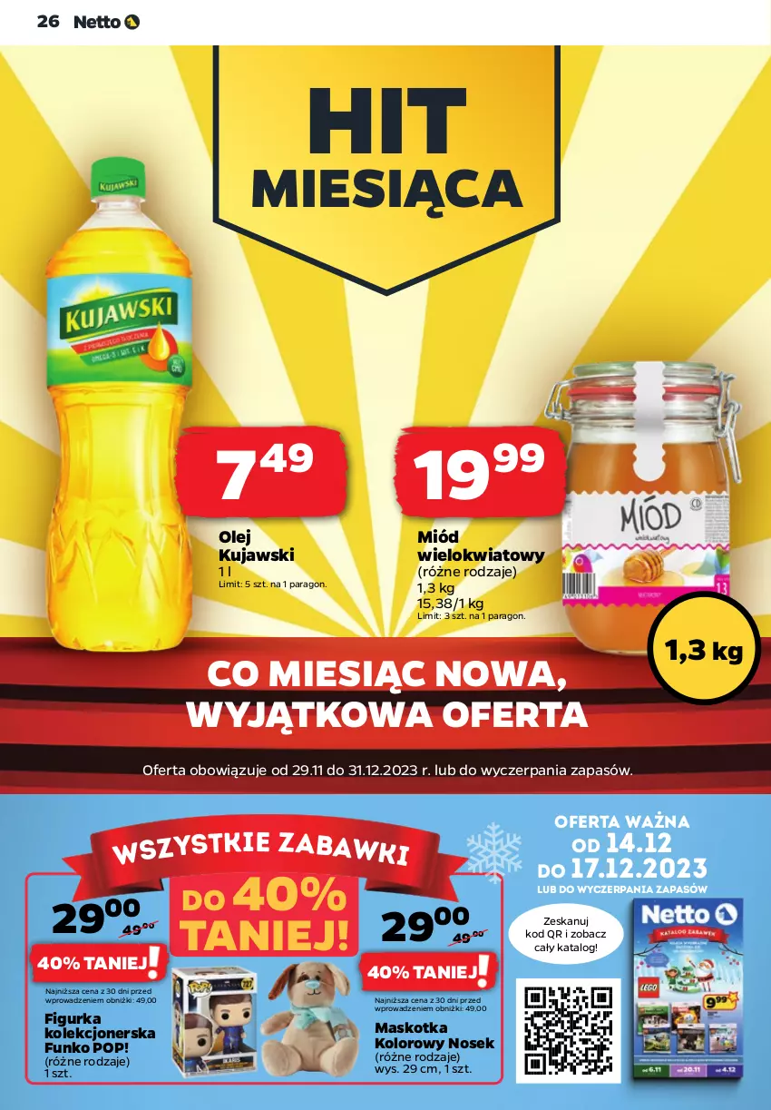 Gazetka promocyjna Netto - Artykuły spożywcze - ważna 14.12 do 20.12.2023 - strona 26 - produkty: Kujawski, Miód, Olej