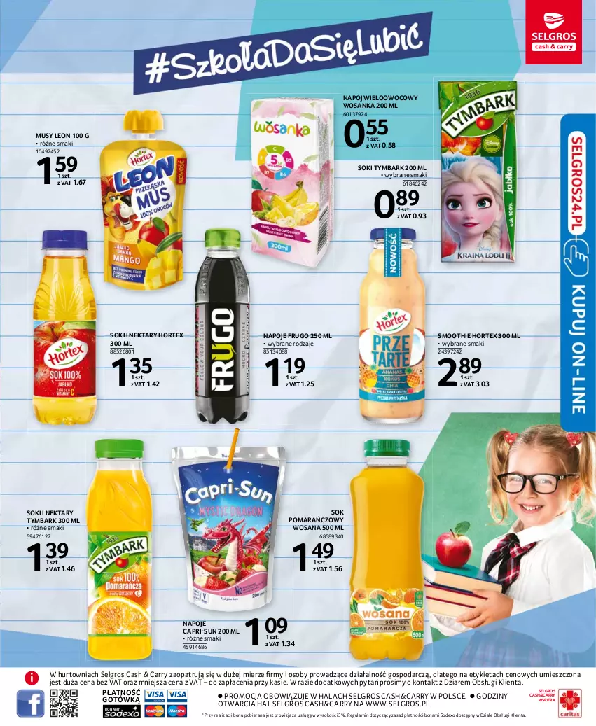 Gazetka promocyjna Selgros - Katalog Szkoła - ważna 05.08 do 18.08.2021 - strona 19 - produkty: Hortex, Leon, LG, Mus, Napój, Napoje, Nektar, Smoothie, Sok, Sok pomarańczowy, Tymbark, Wosana