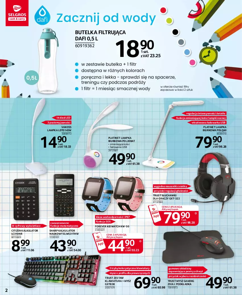 Gazetka promocyjna Selgros - Katalog Szkoła - ważna 05.08 do 18.08.2021 - strona 2 - produkty: Biurko, Gra, Klawiatura, Mysz, PLATINET, Podkład, Podkładka, Por, Rust, Sharp, Słuchawki, Sos, Warka