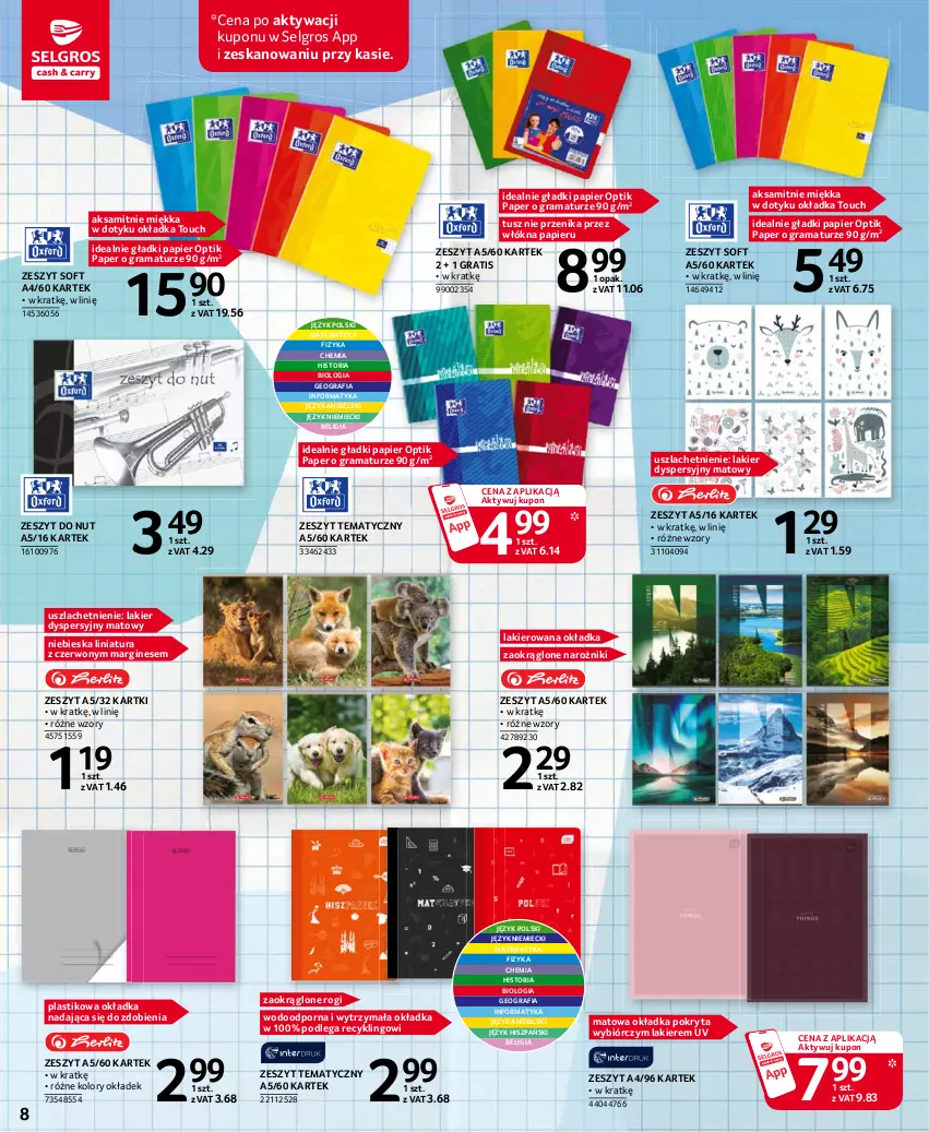 Gazetka promocyjna Selgros - Katalog Szkoła - ważna 05.08 do 18.08.2021 - strona 8 - produkty: Aksam, Gin, Gra, Lakier, LG, Narożnik, Papier, Por, Rama, Tusz