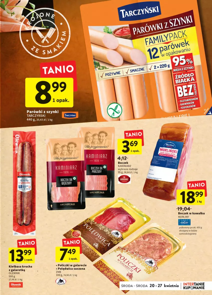 Gazetka promocyjna Intermarche - ważna 20.04 do 27.04.2022 - strona 15 - produkty: Boczek, Gala, Kawa, Kiełbasa, Kiełbasa krucha, Morliny, Olewnik, Parówki, Parówki z szynki, Polędwica, Tarczyński