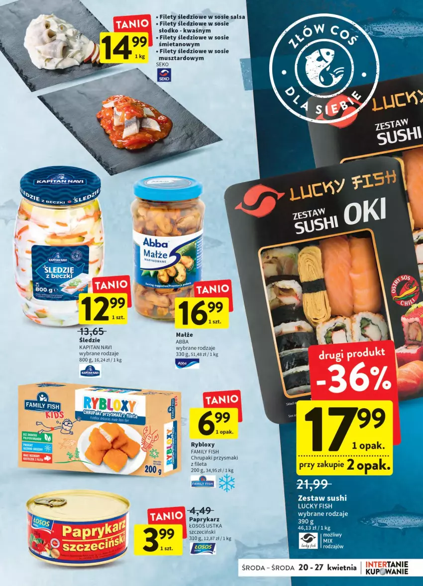 Gazetka promocyjna Intermarche - ważna 20.04 do 27.04.2022 - strona 17 - produkty: Fa, Małże, Mus, Papryka, Paprykarz, Przysmaki, Salsa, SEKO, Sos, Sushi