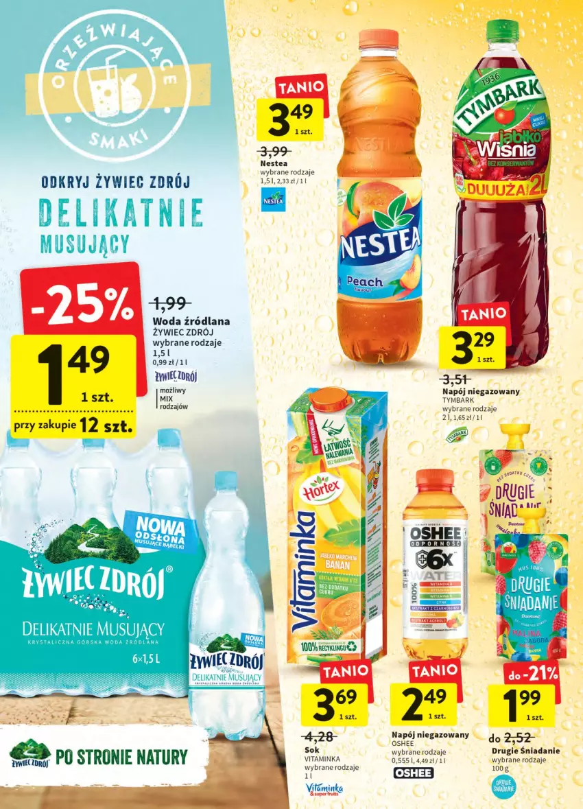 Gazetka promocyjna Intermarche - ważna 20.04 do 27.04.2022 - strona 26 - produkty: Dawtona, Inka, LANA, Mus, Napój, Napój niegazowany, Nestea, Oshee, Por, Sok, Tymbark, Woda