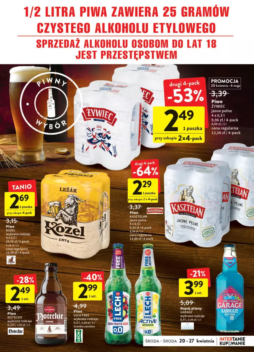 Gazetka promocyjna Intermarche - ważna 20.04 do 27.04.2022 - strona 27 - produkty: Gra, Kasztelan, Kozel, Napój, Piwa, Piwo