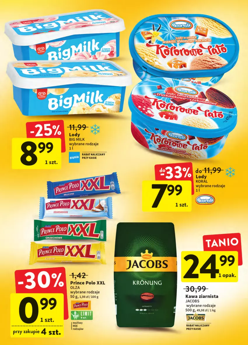 Gazetka promocyjna Intermarche - ważna 20.04 do 27.04.2022 - strona 5 - produkty: Big Milk, Jacobs, Kawa, Kawa ziarnista, Lody, Prince Polo