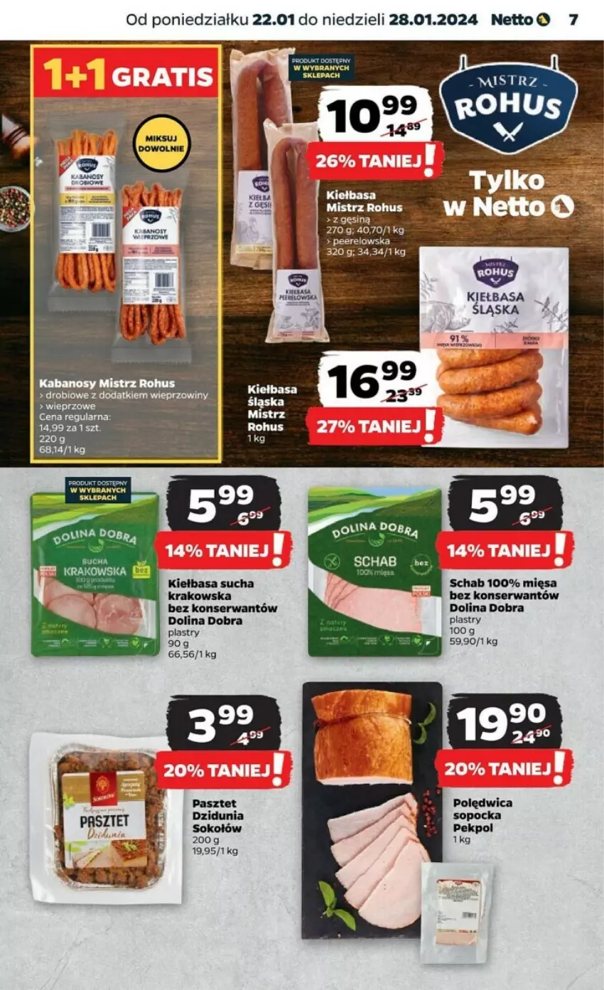 Gazetka promocyjna Netto - ważna 22.01 do 28.01.2024 - strona 23 - produkty: Kiełbasa, Kiełbasa śląska, Pasztet, Ser, Sok, Sokołów