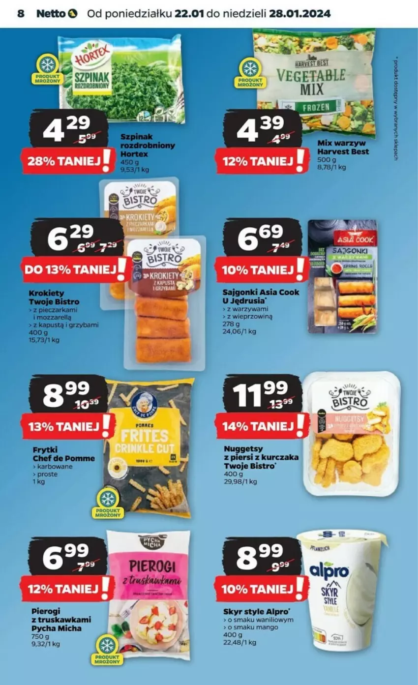 Gazetka promocyjna Netto - ważna 22.01 do 28.01.2024 - strona 24 - produkty: Alpro, Kurczak, Mango, Sajgonki, Szpinak, Vegeta, Warzywa