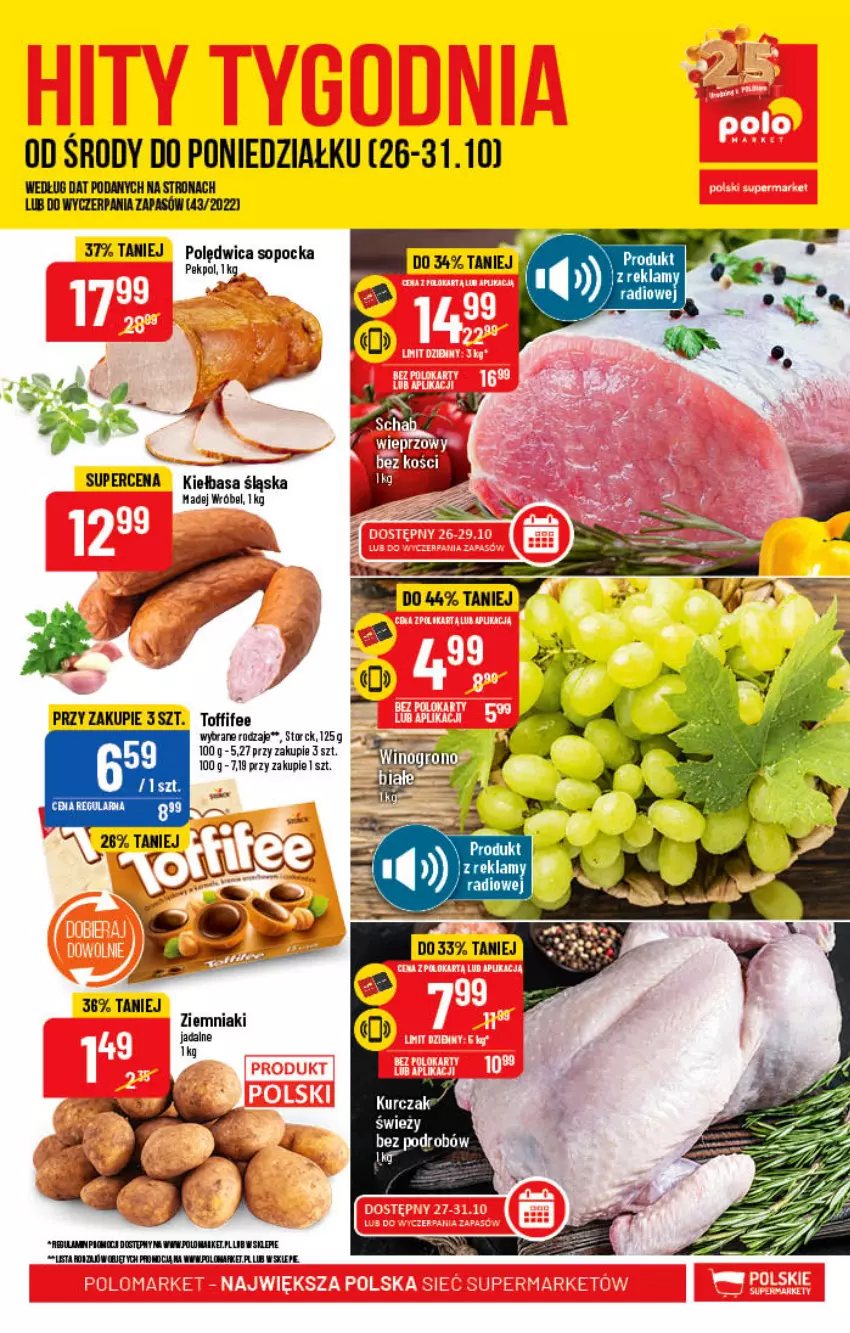 Gazetka promocyjna PoloMarket - Gazetka pomocyjna - ważna 26.10 do 31.10.2022 - strona 1 - produkty: Kiełbasa, Kiełbasa śląska, Kurczak, Polędwica, Ziemniaki