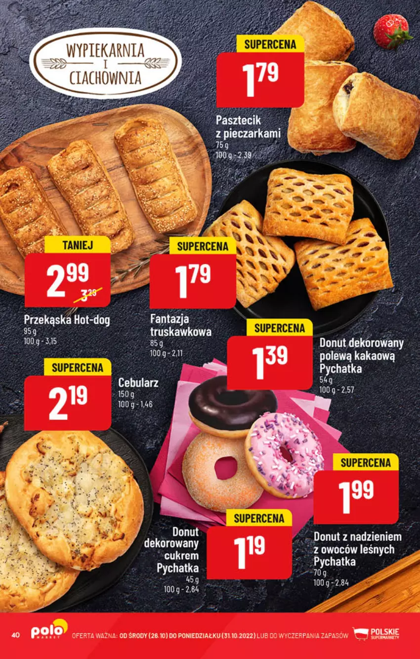 Gazetka promocyjna PoloMarket - Gazetka pomocyjna - ważna 26.10 do 31.10.2022 - strona 40 - produkty: Cebula, Donut, Fa, Fanta, Kakao, Piec, Pieczarka