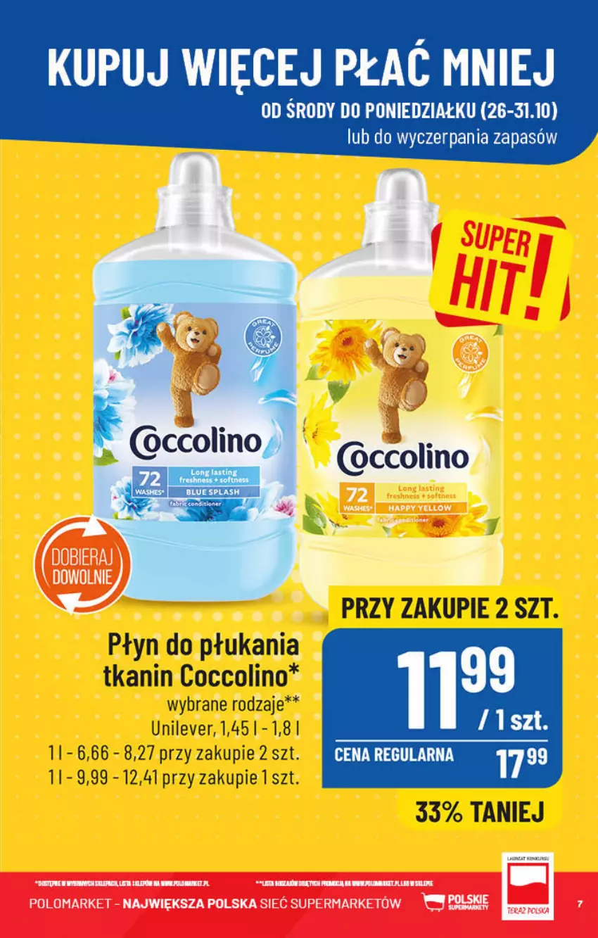 Gazetka promocyjna PoloMarket - Gazetka pomocyjna - ważna 26.10 do 31.10.2022 - strona 7 - produkty: Coccolino, Płyn do płukania