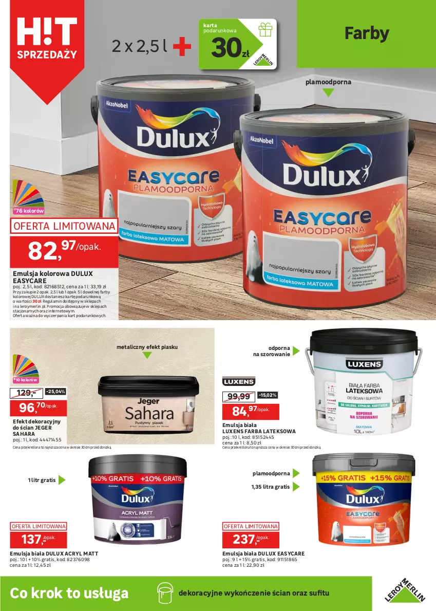 Gazetka promocyjna Leroy Merlin - Gazetka Leroy Merlin - ważna 12.06 do 02.07.2024 - strona 11 - produkty: Dulux, Emulsja, Fa, Farba lateksowa, Gra, Lazur, Luxens, Por, Ser