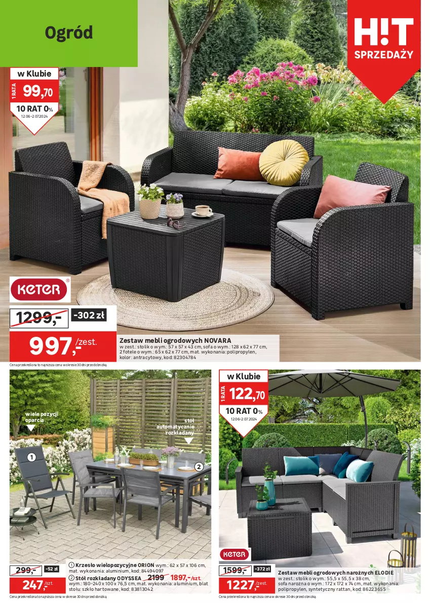 Gazetka promocyjna Leroy Merlin - Gazetka Leroy Merlin - ważna 12.06 do 02.07.2024 - strona 2 - produkty: Fa, Fotel, Krzesło, Markiza, Ogród, Por, Ser, Sofa, Sofa narożna, Sok, Stół, Stół rozkładany, Stolik