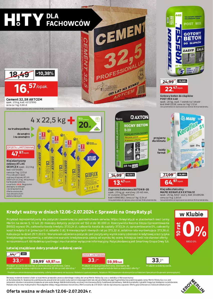 Gazetka promocyjna Leroy Merlin - Gazetka Leroy Merlin - ważna 12.06 do 02.07.2024 - strona 30 - produkty: Cement, Geoflex, Klej, Klej elastyczny, Kosz, Ser, Sprzedawcy, Top