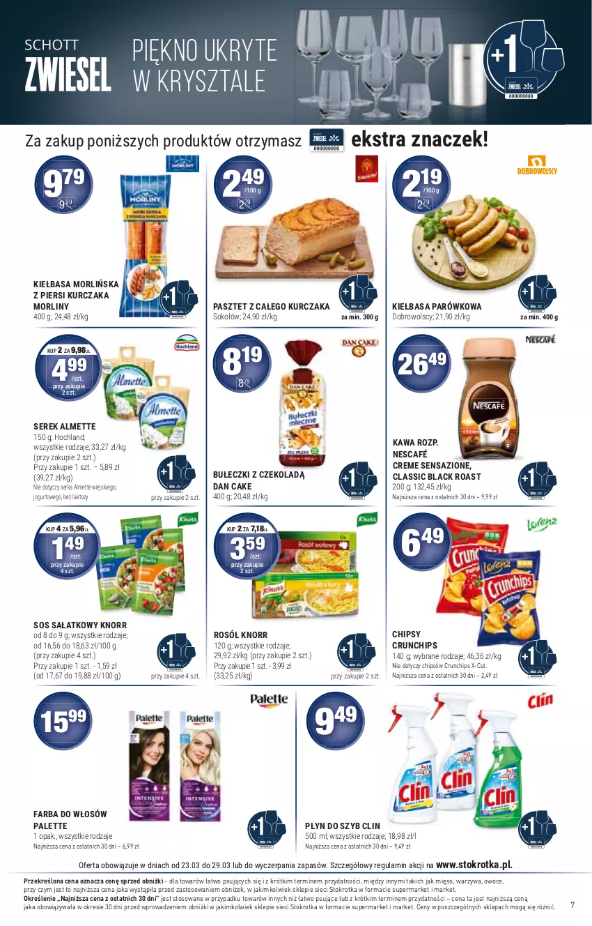 Gazetka promocyjna Stokrotka - Supermarket - ważna 23.03 do 29.03.2023 - strona 7 - produkty: Almette, Crunchips, Hochland, Jogurt, Mięso, Owoce, Ser, Serek, Warzywa