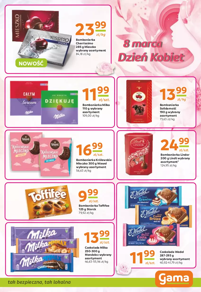 Gazetka promocyjna Gama - Gazetka Gama - ważna 07.03 do 19.03.2024 - strona 5 - produkty: Czekolada, Królewski, Królewskie Mleczko, Lindor, Lindt, Milka, Mleczko, Piec, Wawel