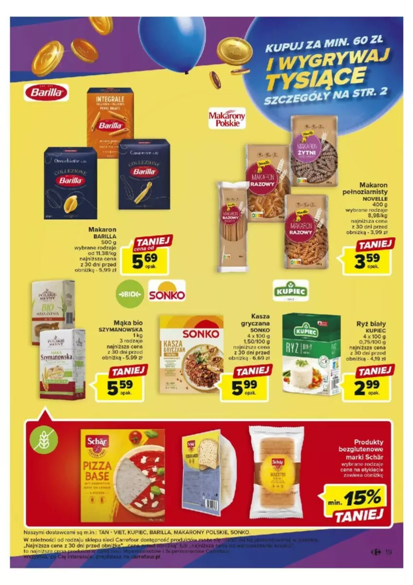 Gazetka promocyjna Carrefour - ważna 17.10 do 21.10.2023 - strona 11 - produkty: Barilla, Gry, Kasza, Kupiec, Mąka, Makaron, Piec, Ryż, Ryż biały, Sonko