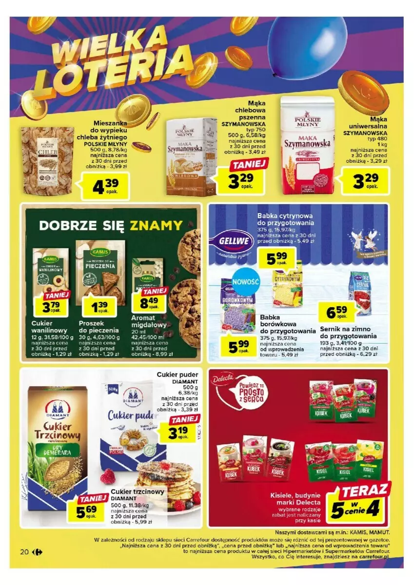 Gazetka promocyjna Carrefour - ważna 17.10 do 21.10.2023 - strona 13 - produkty: Babka, Chleb, Cukier, Cukier puder, Cukier trzcinowy, Diamant, Kamis, Mąka, Piec, Polskie Młyny, Puder, Ser