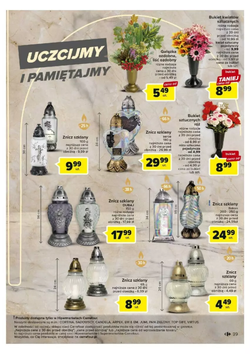 Gazetka promocyjna Carrefour - ważna 17.10 do 21.10.2023 - strona 33 - produkty: Bukiet, Róża, Ser, Top, Virtu, Znicz