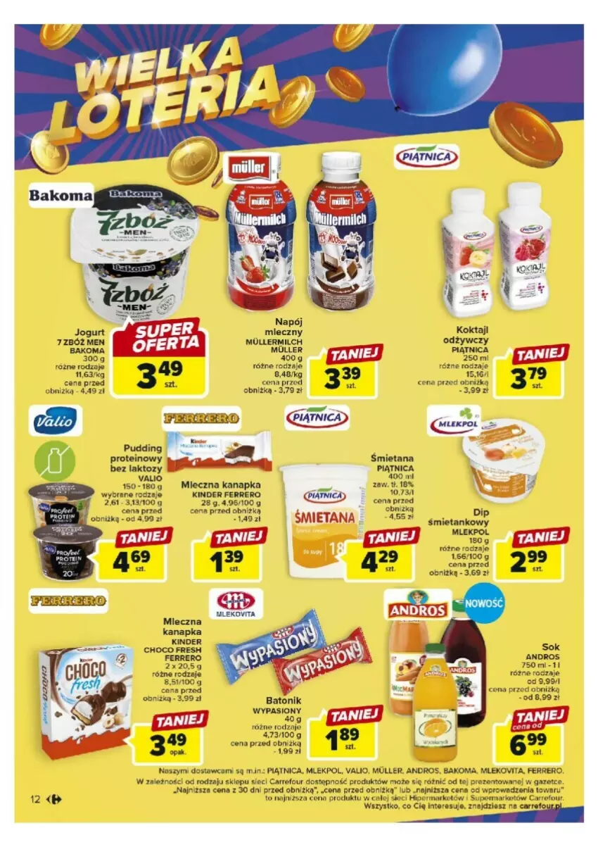 Gazetka promocyjna Carrefour - ważna 17.10 do 21.10.2023 - strona 4 - produkty: Bakoma, Baton, Ferrero, Jogurt, Kask, Kinder, Miecz, Mleczna kanapka, Mleko, Mlekovita, Napój, Piątnica, Pudding, Sok, Tonik