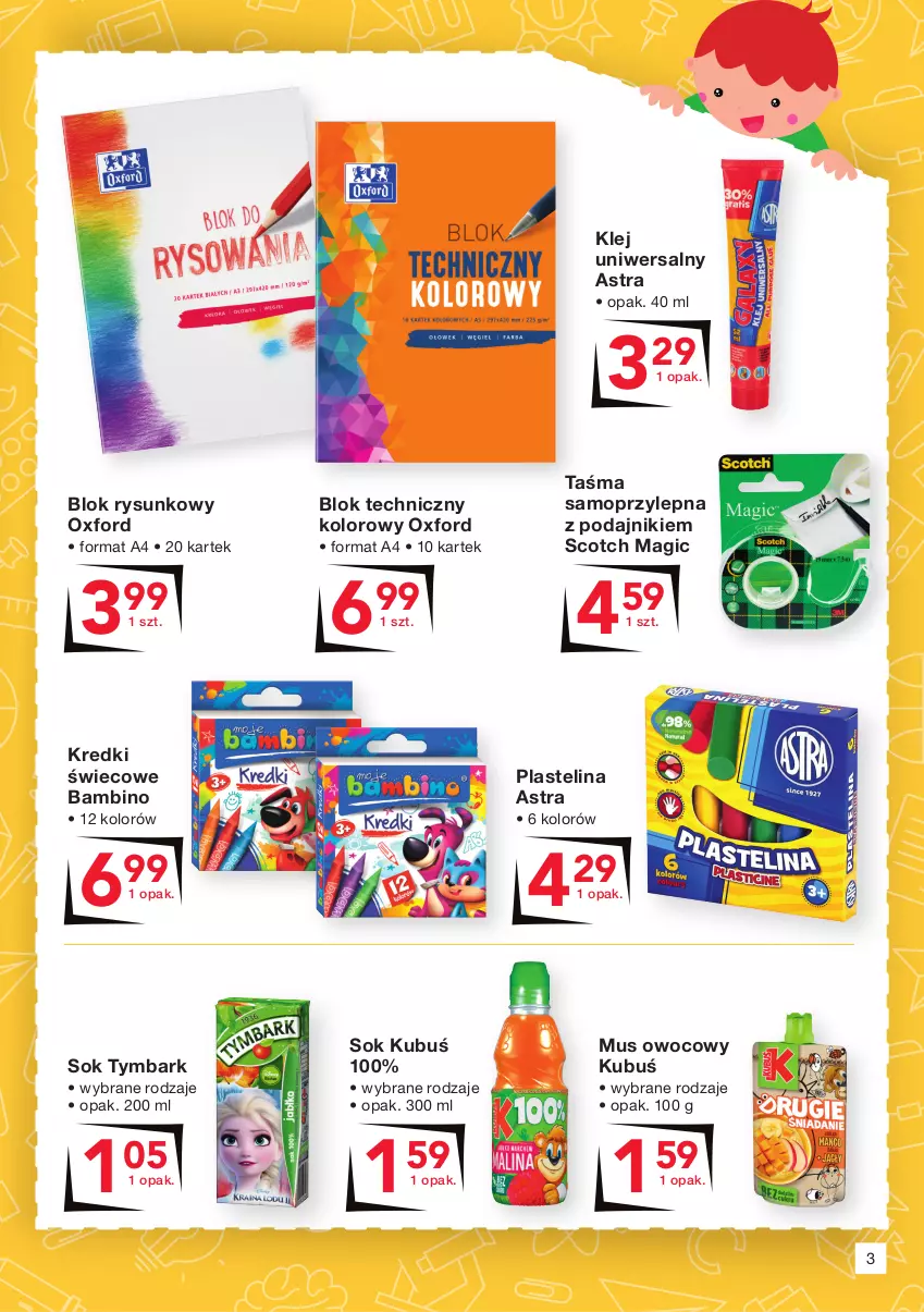 Gazetka promocyjna Odido - WITAJ SZKOŁO! - ważna 27.08 do 09.09.2021 - strona 3 - produkty: Klej, Kubuś, Mop, Mus, Plastelina, Sok, Tymbark