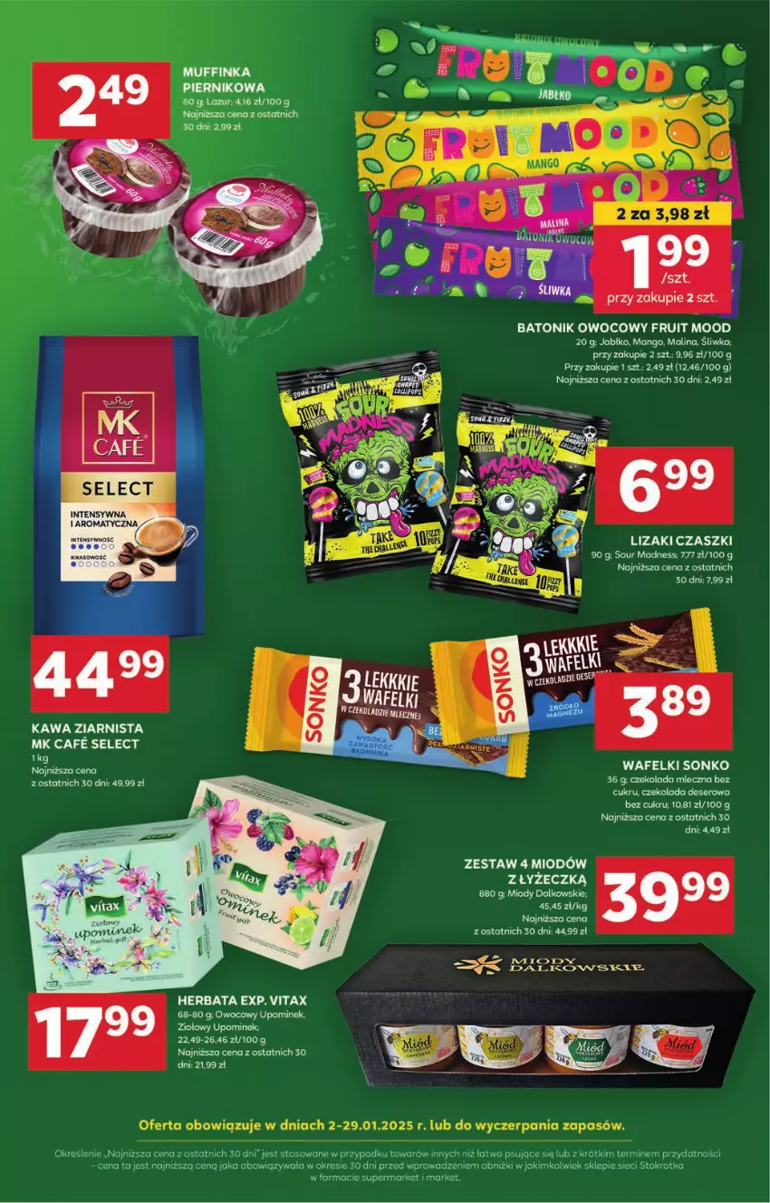 Gazetka promocyjna Stokrotka - Supermarket - ważna 16.01 do 22.01.2025 - strona 23 - produkty: Baton, Czekolada, Czekolada mleczna, Deser, Herbata, Inka, Kawa, Lazur, Lizaki, Piernik, Ser, Sonko, Tonik, Vitax