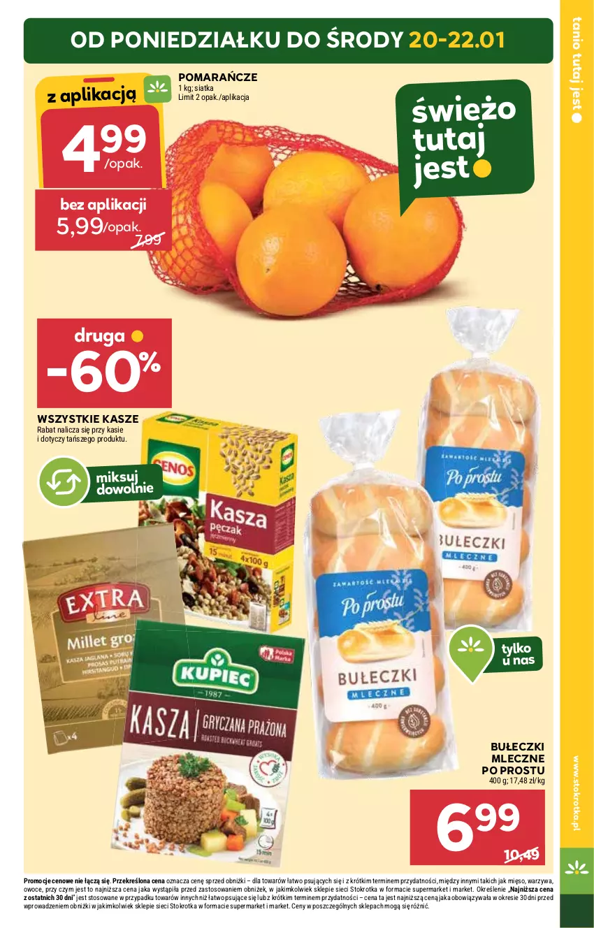 Gazetka promocyjna Stokrotka - Supermarket - ważna 16.01 do 22.01.2025 - strona 5 - produkty: Bułeczki, Bułeczki mleczne, Mięso, Owoce, Pomarańcze, Siatka, Warzywa