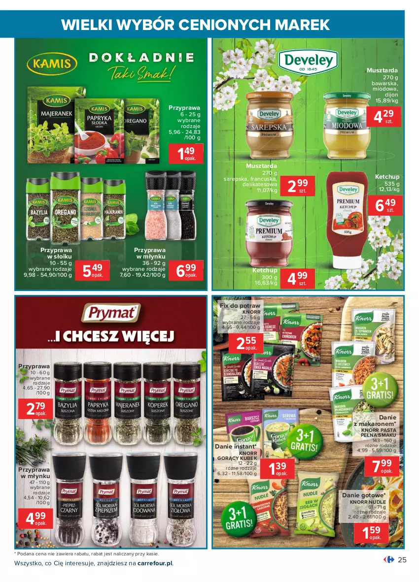 Gazetka promocyjna Carrefour - Gazetka Wielki wybór cenionych marek - ważna 03.05 do 15.05.2021 - strona 25 - produkty: Danie gotowe, Ketchup, Knorr, Kubek, Makaron, Mus, Musztarda