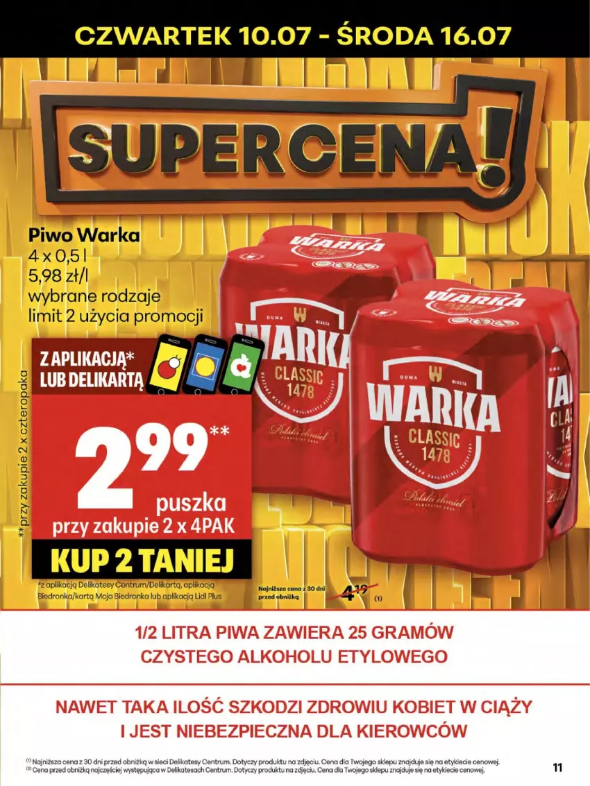 Gazetka promocyjna Delikatesy Centrum - Franczyza DC28 Czwartek - ważna 10.07 do 16.07.2025 - strona 11 - produkty: Dron, Gra, Piec, Piwa, Piwo, Rum, Warka