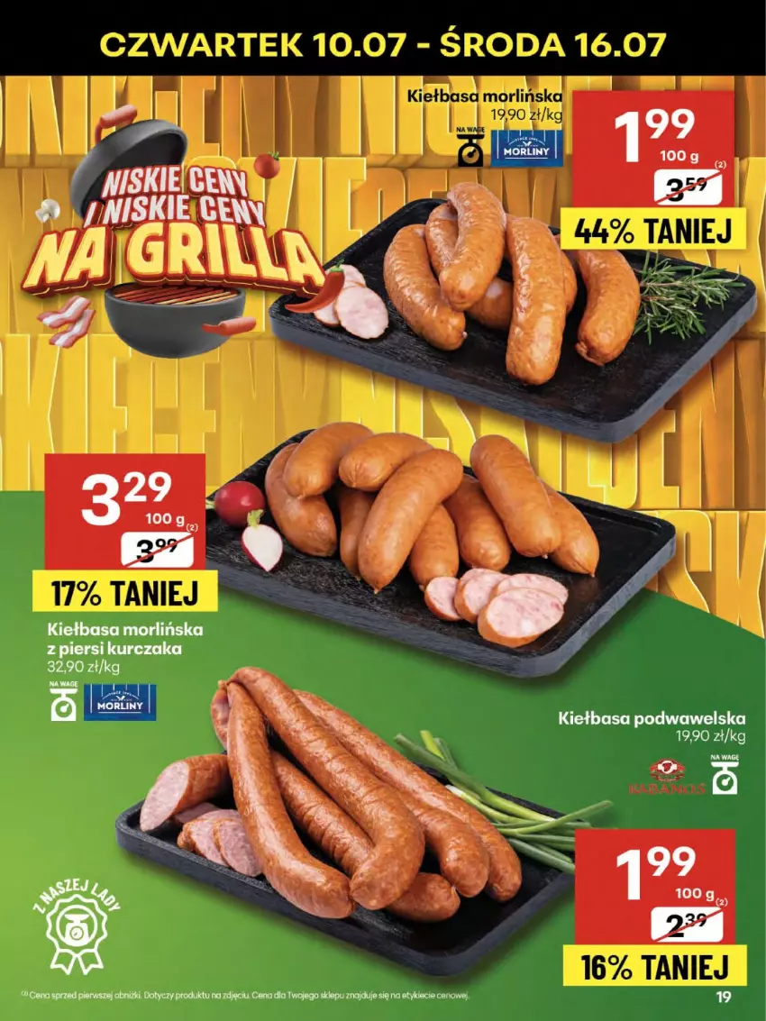 Gazetka promocyjna Delikatesy Centrum - Franczyza DC28 Czwartek - ważna 10.07 do 16.07.2025 - strona 19 - produkty: Kiełbasa, Kiełbasa podwawelska, Kurczak, Wawel