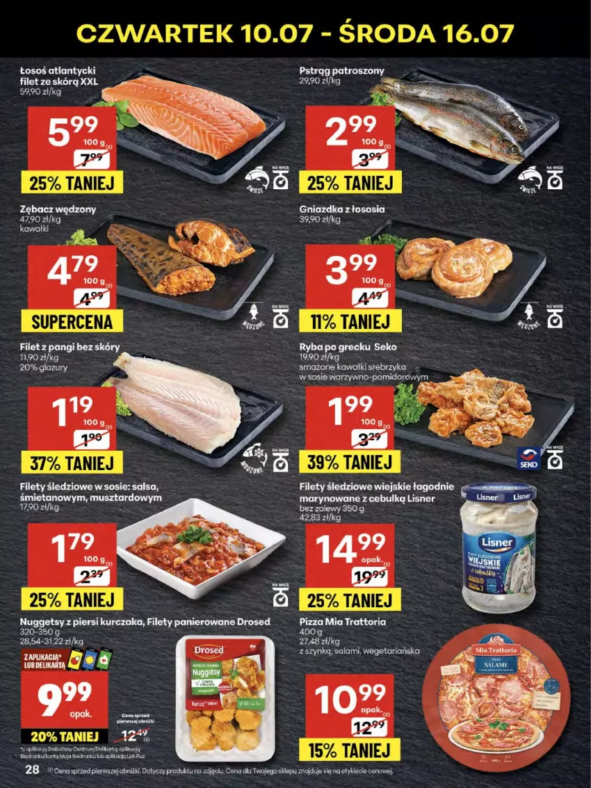 Gazetka promocyjna Delikatesy Centrum - Franczyza DC28 Czwartek - ważna 10.07 do 16.07.2025 - strona 28 - produkty: Dron, Kawa, Kurczak, Lazur, Lisner, Pizza, Pstrąg, Ryba, Ryba po grecku, Salami, Salsa, SEKO, Sos