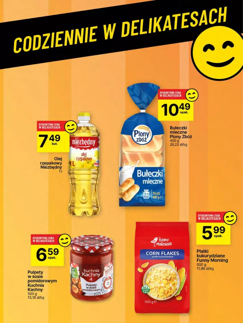 Gazetka promocyjna Delikatesy Centrum - Franczyza DC28 Czwartek - ważna 10.07 do 16.07.2025 - strona 57 - produkty: Bułeczki, Bułeczki mleczne, Corn flakes, Kuchnia, Olej, Olej rzepakowy, Pulpety, Sos