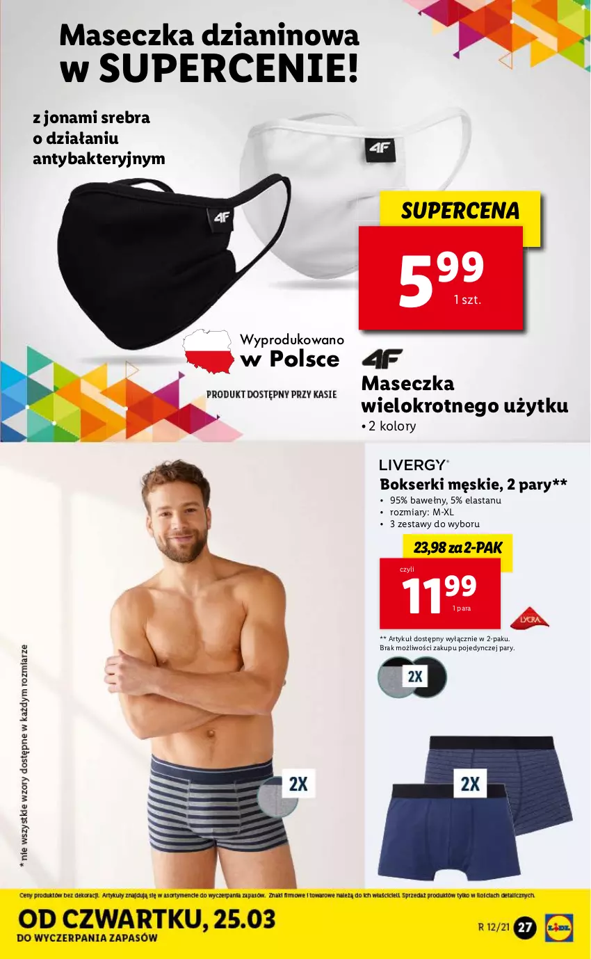 Gazetka promocyjna Lidl - GAZETKA - ważna 22.03 do 28.03.2021 - strona 27 - produkty: Bokserki, Ser