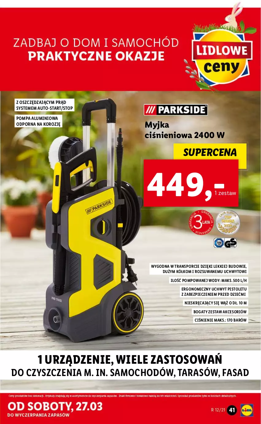 Gazetka promocyjna Lidl - GAZETKA - ważna 22.03 do 28.03.2021 - strona 41 - produkty: Fa, Myjka ciśnieniowa, Piec, Pistolet, Por, Top, Tran