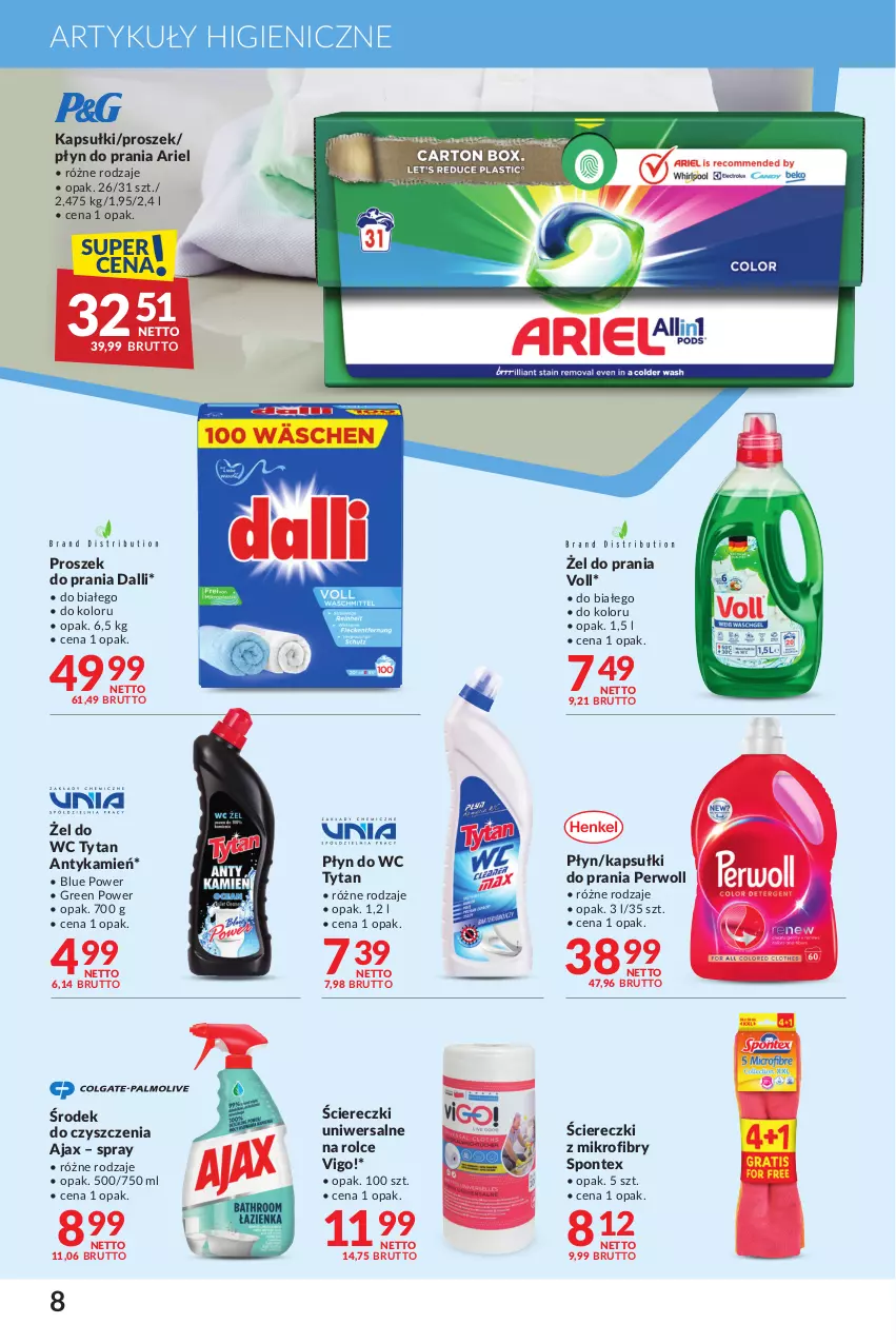 Gazetka promocyjna Makro - Oferta dla Twojego biznesu - ważna 02.04 do 29.04.2024 - strona 8 - produkty: Ajax, Alkohole, Ariel, Kapsułki do prania, Perwoll, Płyn do prania, Płyn do wc, Proszek do prania, Tytan