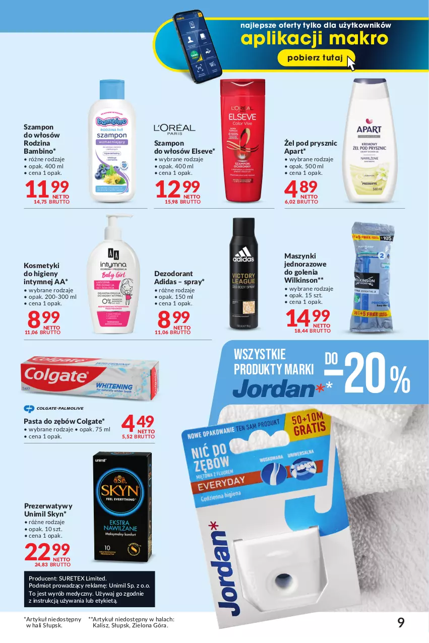 Gazetka promocyjna Makro - Oferta dla Twojego biznesu - ważna 02.04 do 29.04.2024 - strona 9 - produkty: Adidas, Colgate, Dezodorant, Elseve, LG, Pasta do zębów, Prezerwatyw, Skyn, Szampon, Unimil