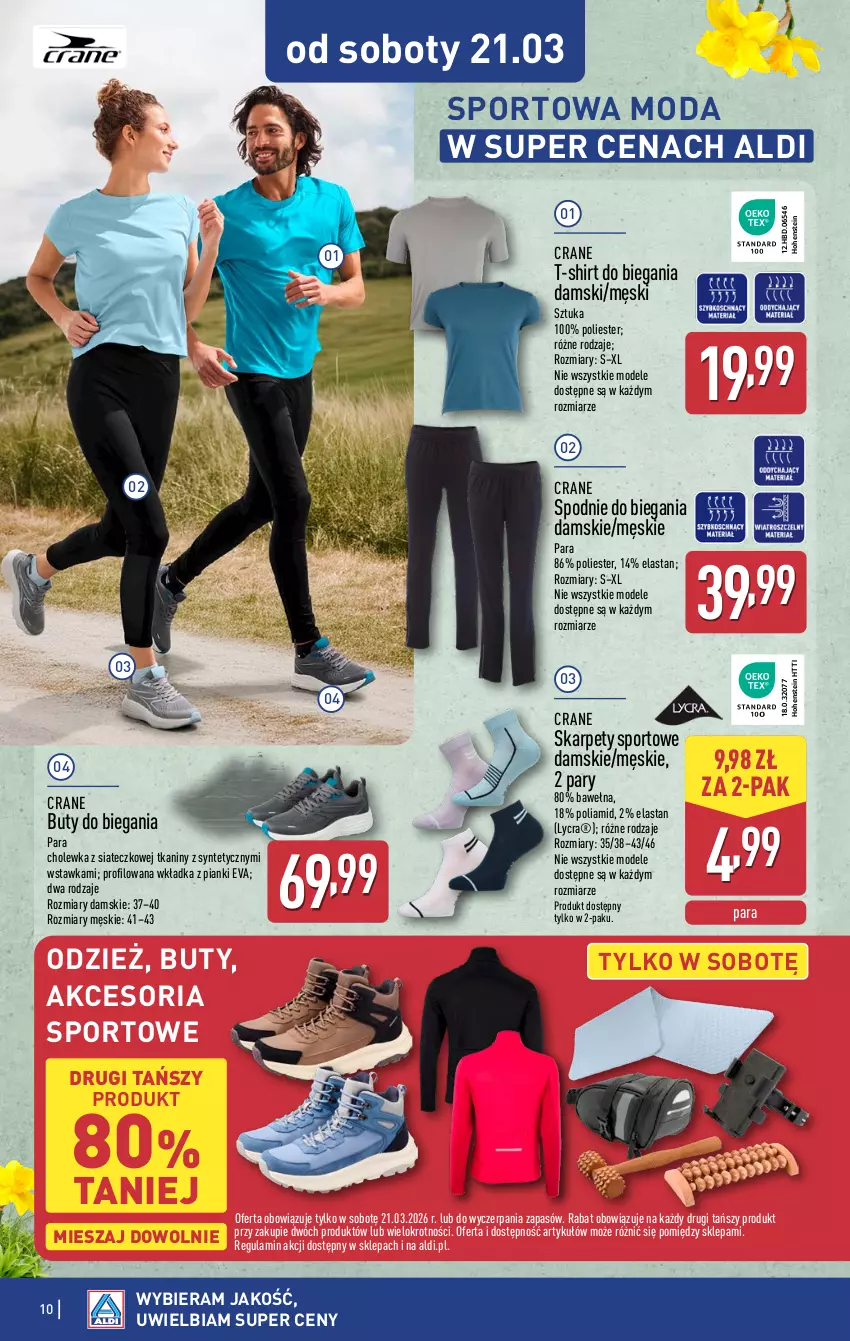 Gazetka promocyjna Aldi - Artykuły przemysłowe i tekstylia - ważna 18.03 do 21.03.2026 - strona 10 - produkty: Buty, Karp, Moda, Por, Spodnie, Sport, T-shirt, Wełna