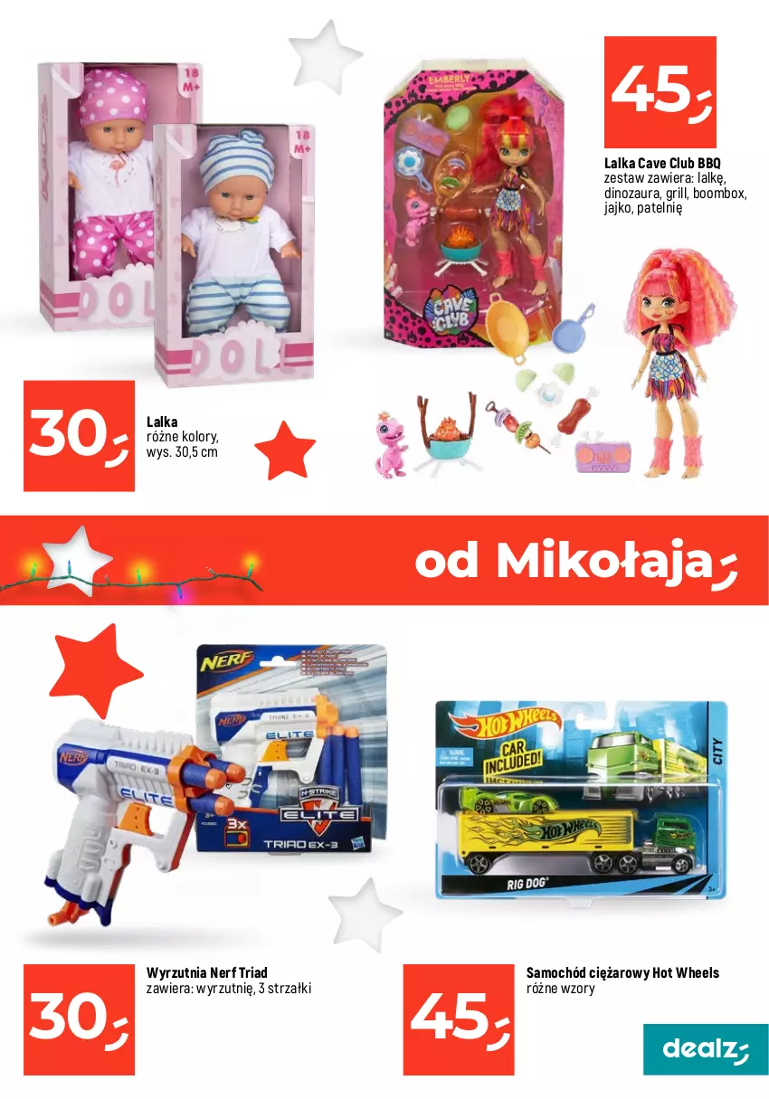 Gazetka promocyjna Dealz - MAKE A DEALZ - ważna 30.11 do 06.12.2023 - strona 21 - produkty: Dinozaur, Grill, Hot Wheels, Jednorożec, Lalka, Nerf, Samochód, Squad, Wyrzutnia