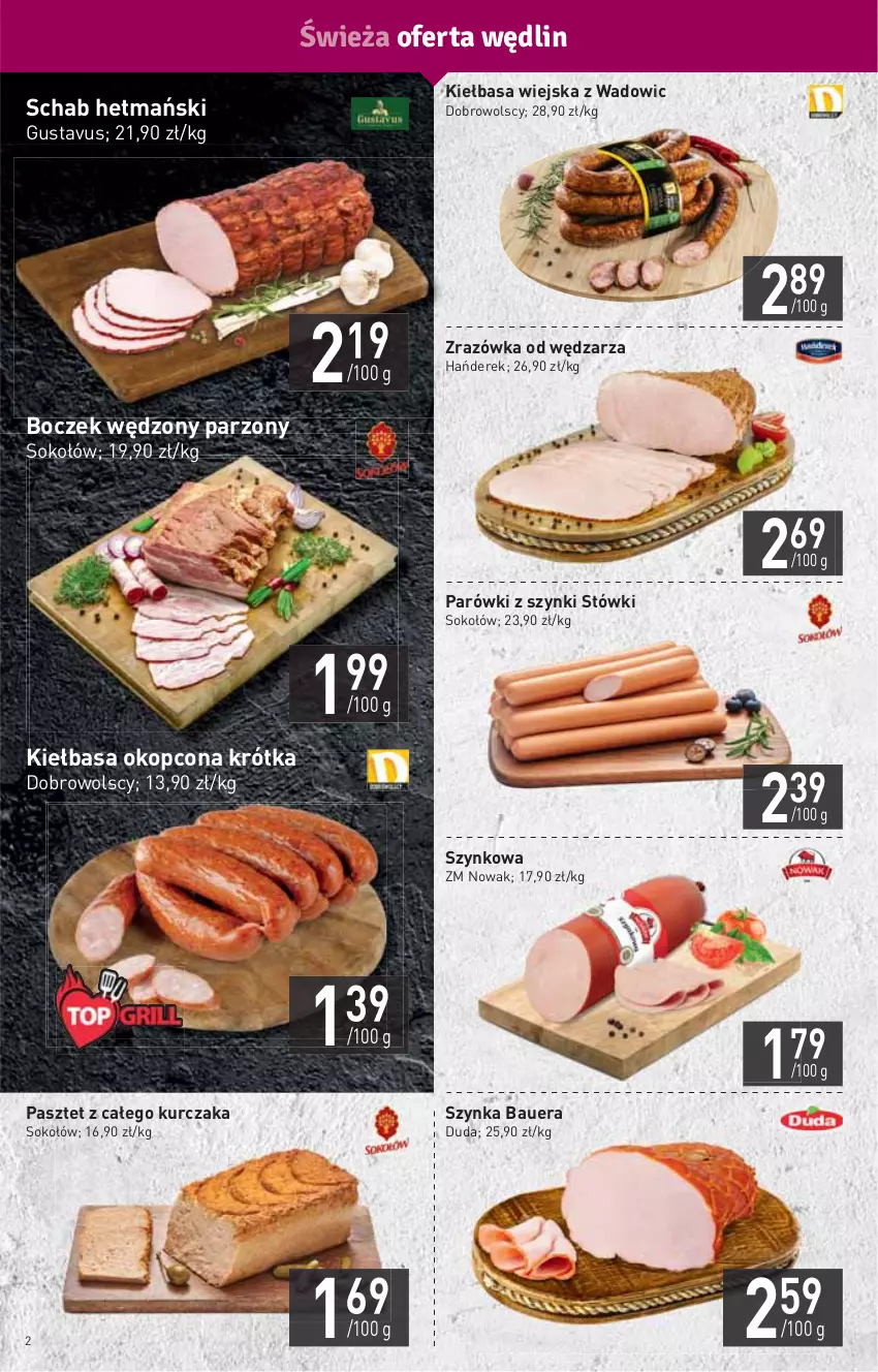 Gazetka promocyjna Stokrotka - Market - ważna 17.06 do 23.06.2021 - strona 2 - produkty: Boczek, Duda, HP, Kiełbasa, Kiełbasa wiejska, Kurczak, NOWAK, Parówki, Parówki z szynki, Pasztet, Sok, Sokołów, Szynka