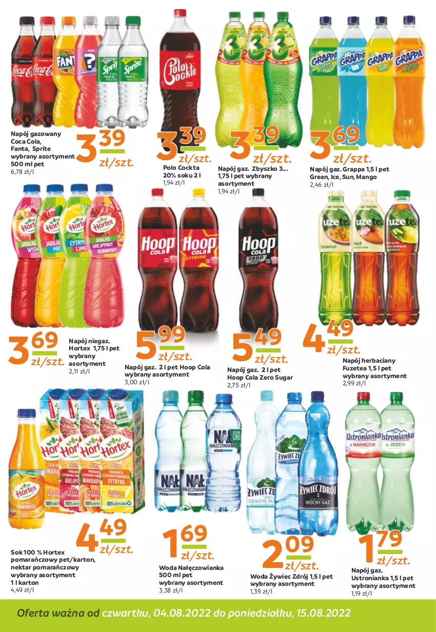 Gazetka promocyjna Gama - Gazetka Gama - ważna 15.08.2022 do 04.08.2023 - strona 10 - produkty: Fa, Fanta, Gra, Grappa, Hoop, Hortex, Mango, Nałęczowianka, Napój, Napój gazowany, Nektar, Sok, Sprite, Woda